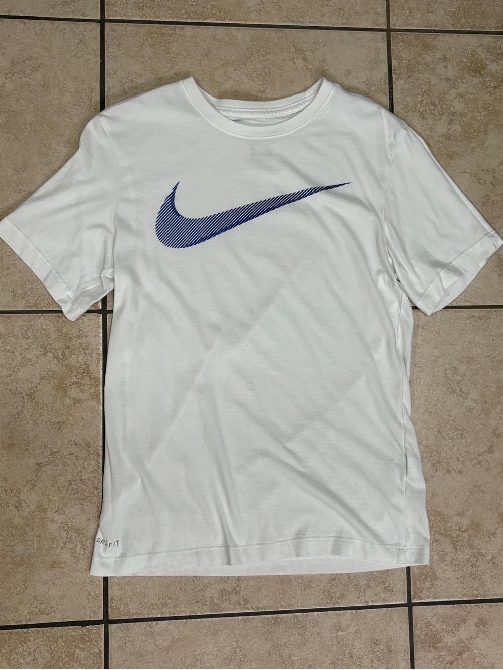Nike White Short-Sleeve Tee with Navy Swoosh